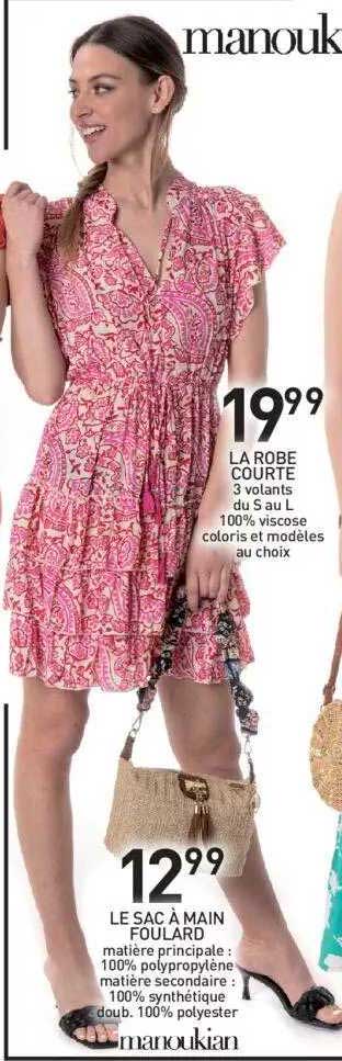 la robe courte, le sac à main foulard