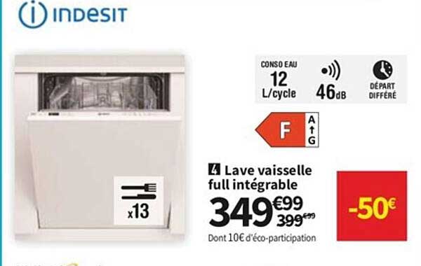 lave vaisselle full intégrable indesit