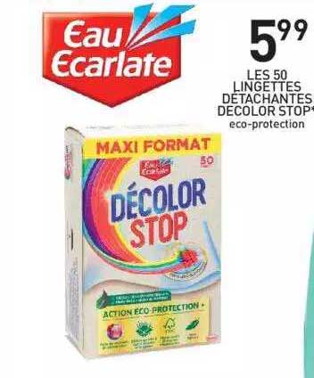 les 50 lingettes détachantes décolor stop eau écarlate