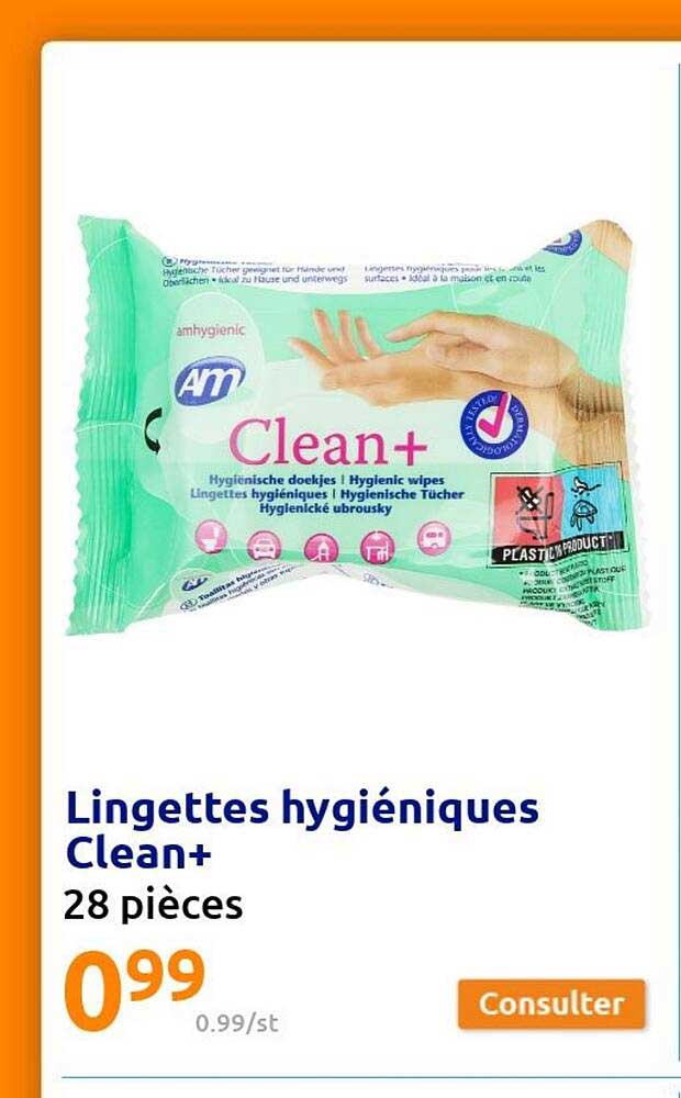lingettes hygiéniques clean+
