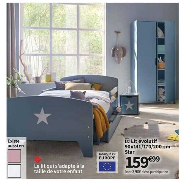 lit évolutif 90x141-170-200 cm star
