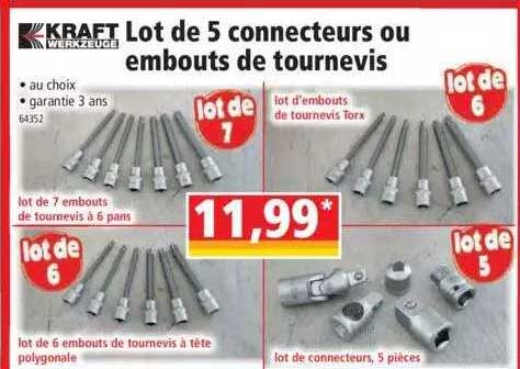 lot de 5 connecteurs ou embouts de tournevis kraft werkzeuge