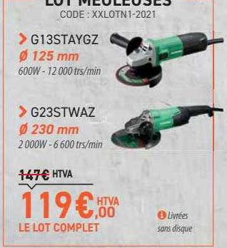 lot meuleuses g13staygz, g23stwaz