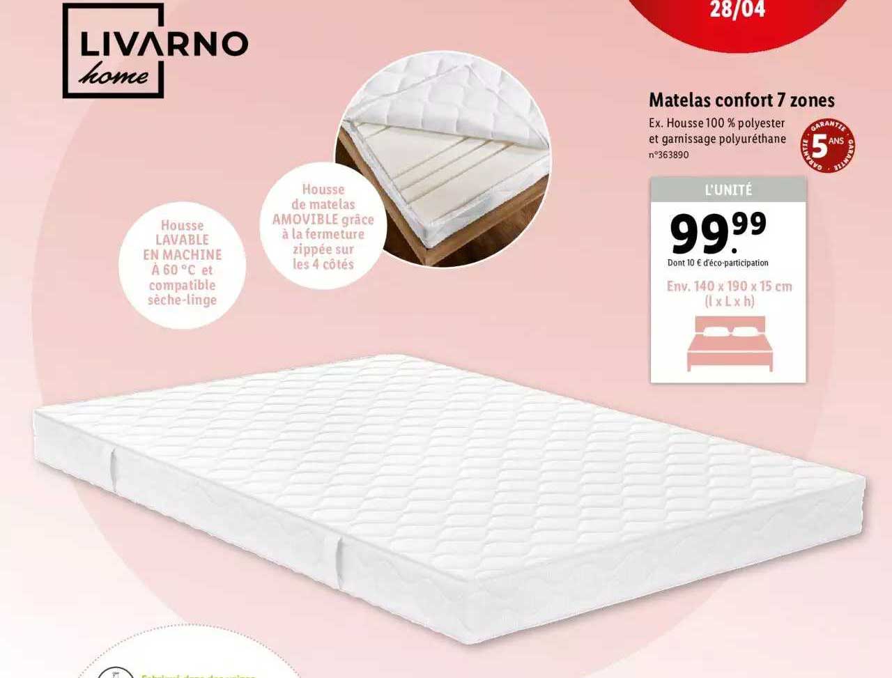 Matelas Confort 7 Zones Livarno Home