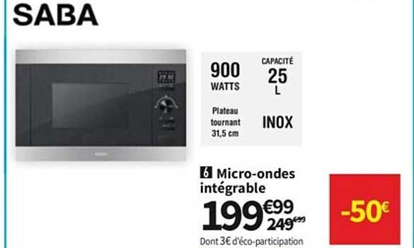 micro-ondes intégrable saba