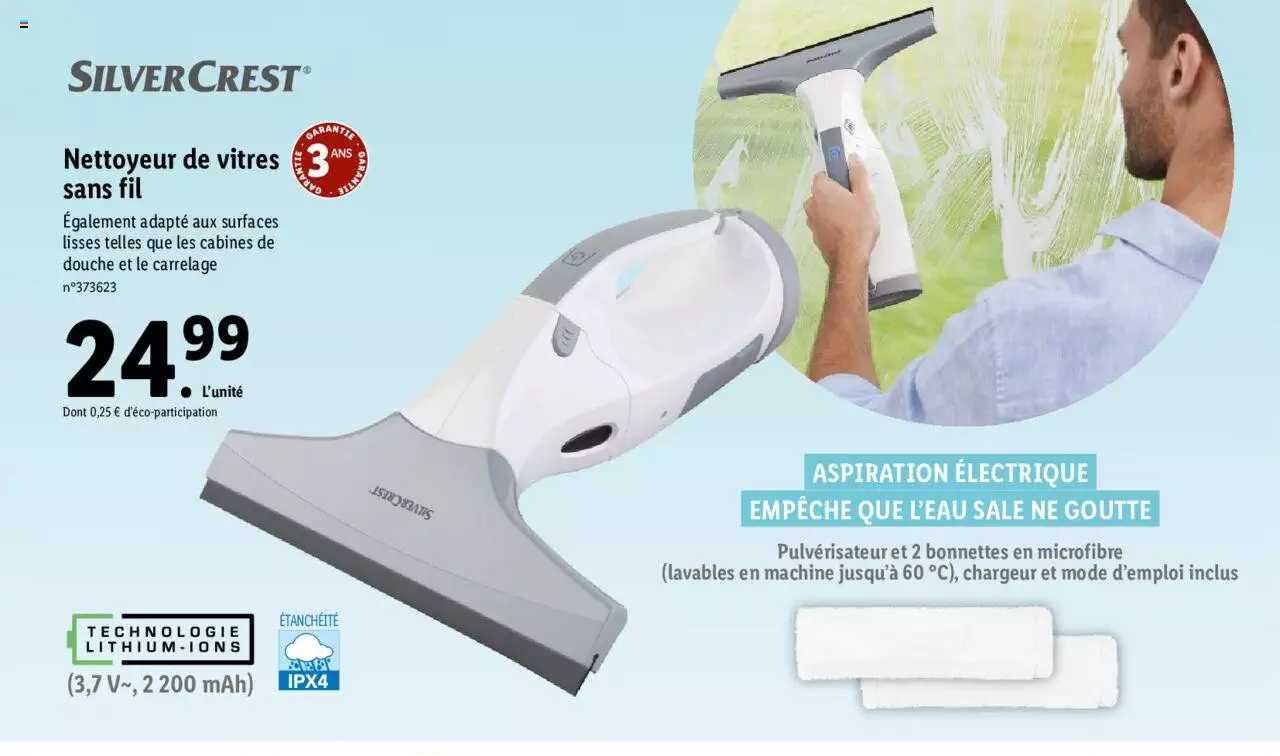 nettoyeur de vitres sans fil silver crest