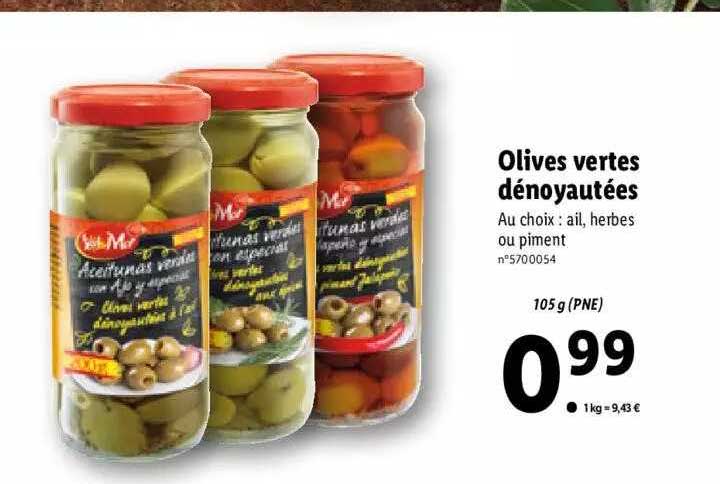 olives vertes dénoyautées sol & mar