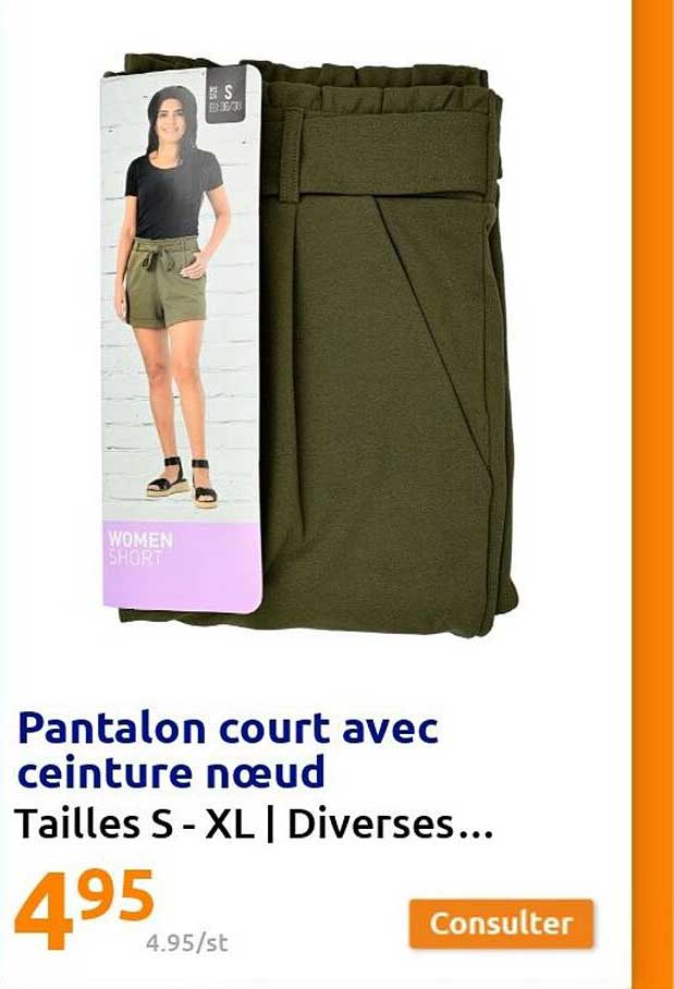 pantalon court avec ceinture nœud