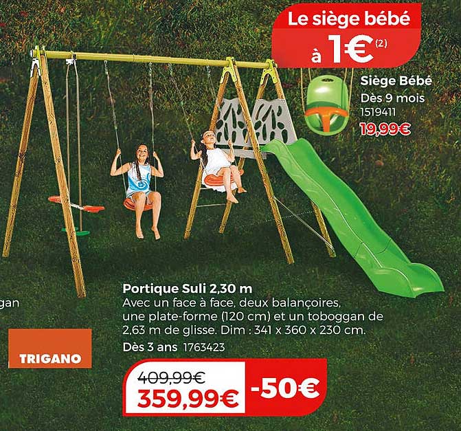 portique suli 2,30 m, siège bébé