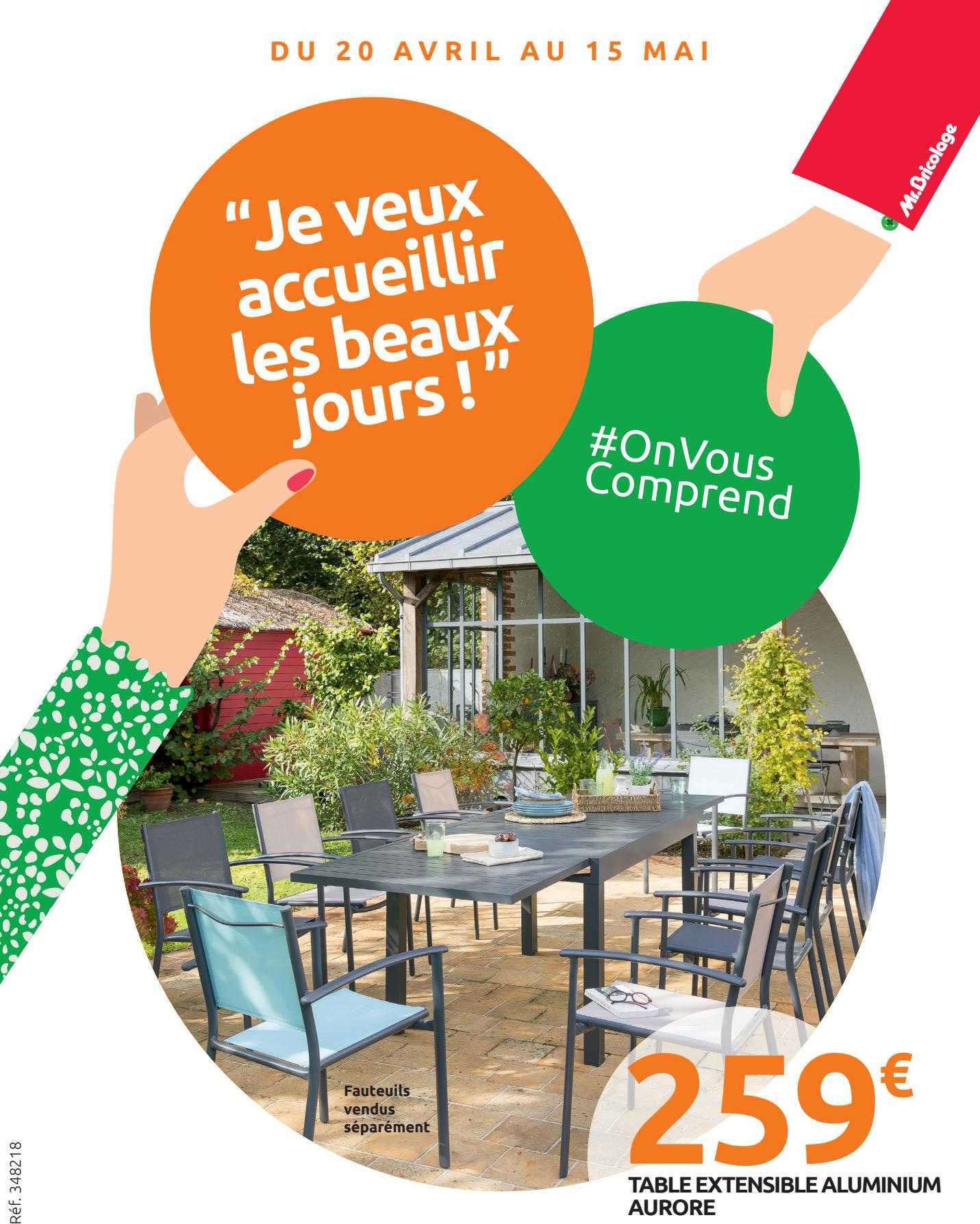 table extensible aluminium aurore