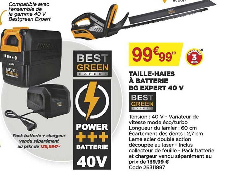 taille-haies à batterie bg expert 40 v best green