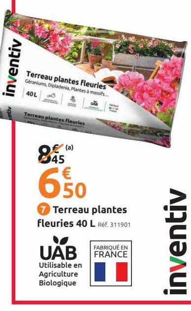 terreau plantes fleuries 40 l inventiv