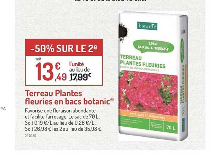 terreau plantes fleuries en bac botanic