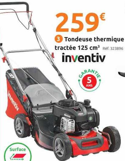 tondeuse thermique tractée 125 cm3 inventiv