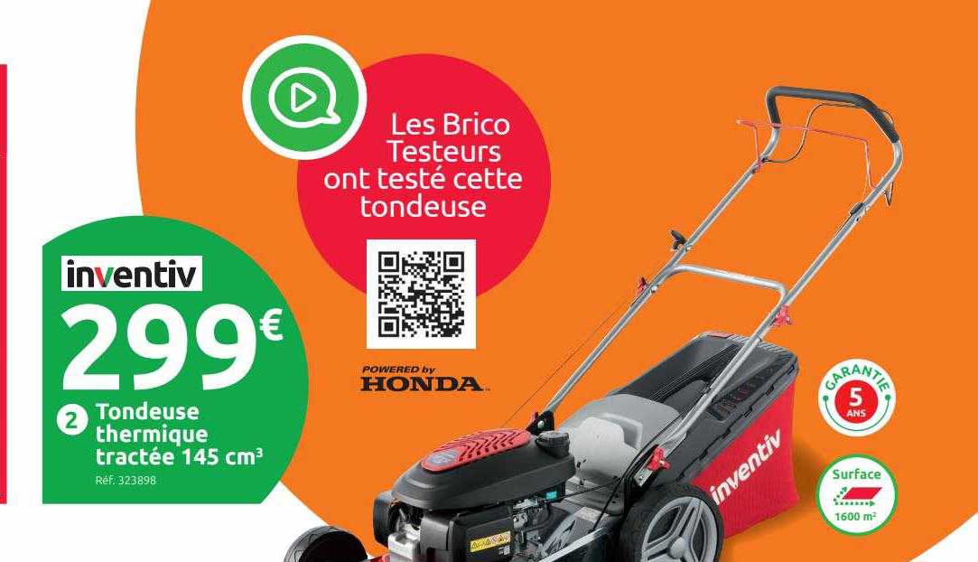 tondeuse thermique tractée 145 cm3 inventiv