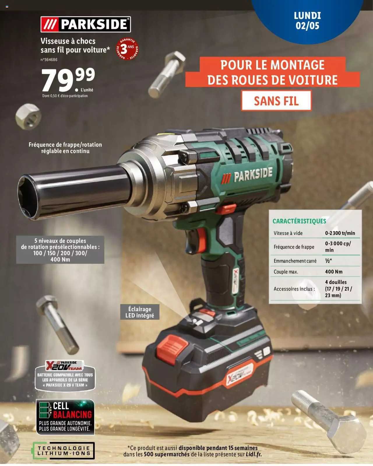 visseuse à chocs sans fil pour voiture parkside