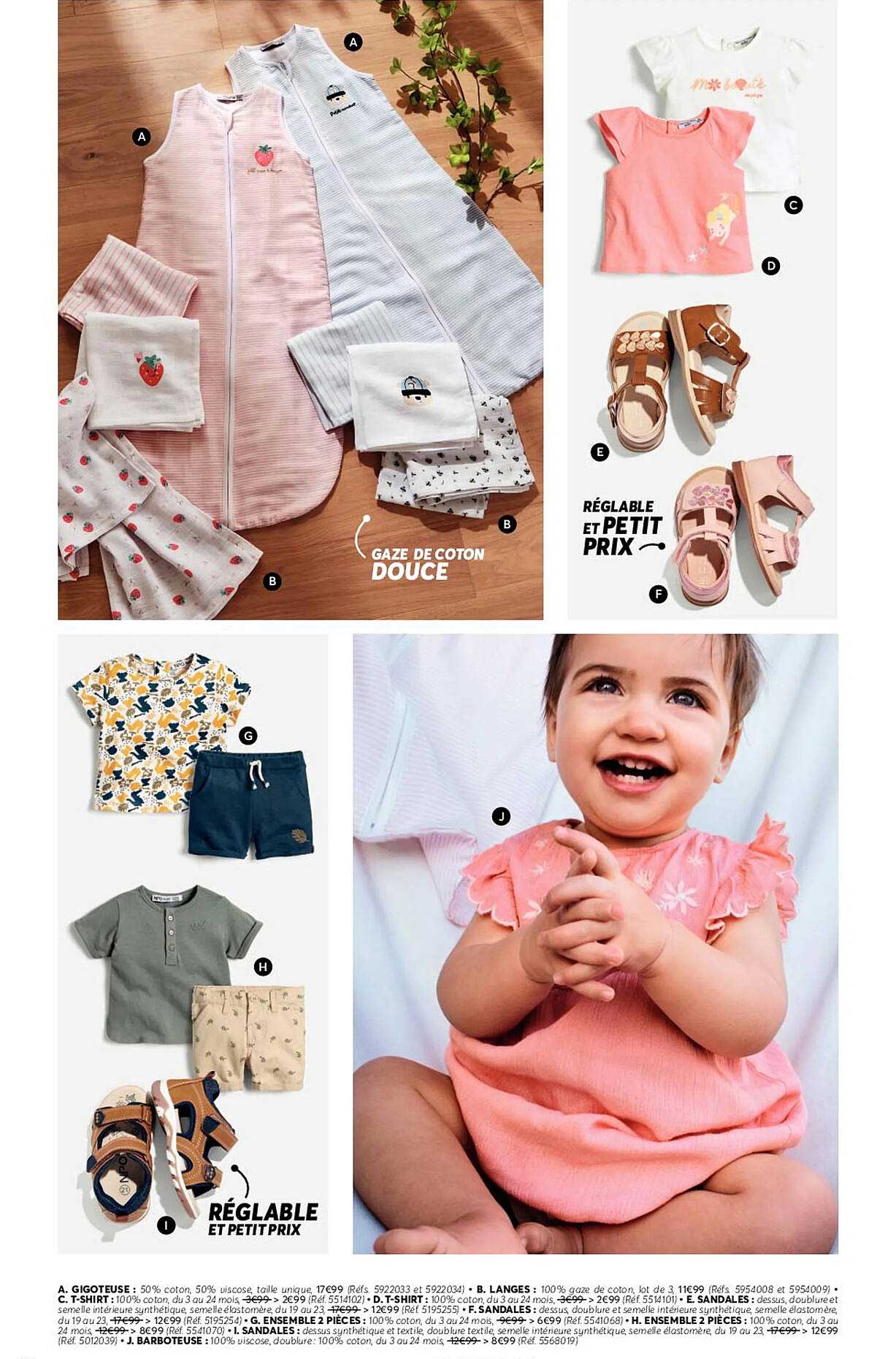 gigoteuse, langes, t-shirt, sandales, ensemble 2 pièces, barboteuse