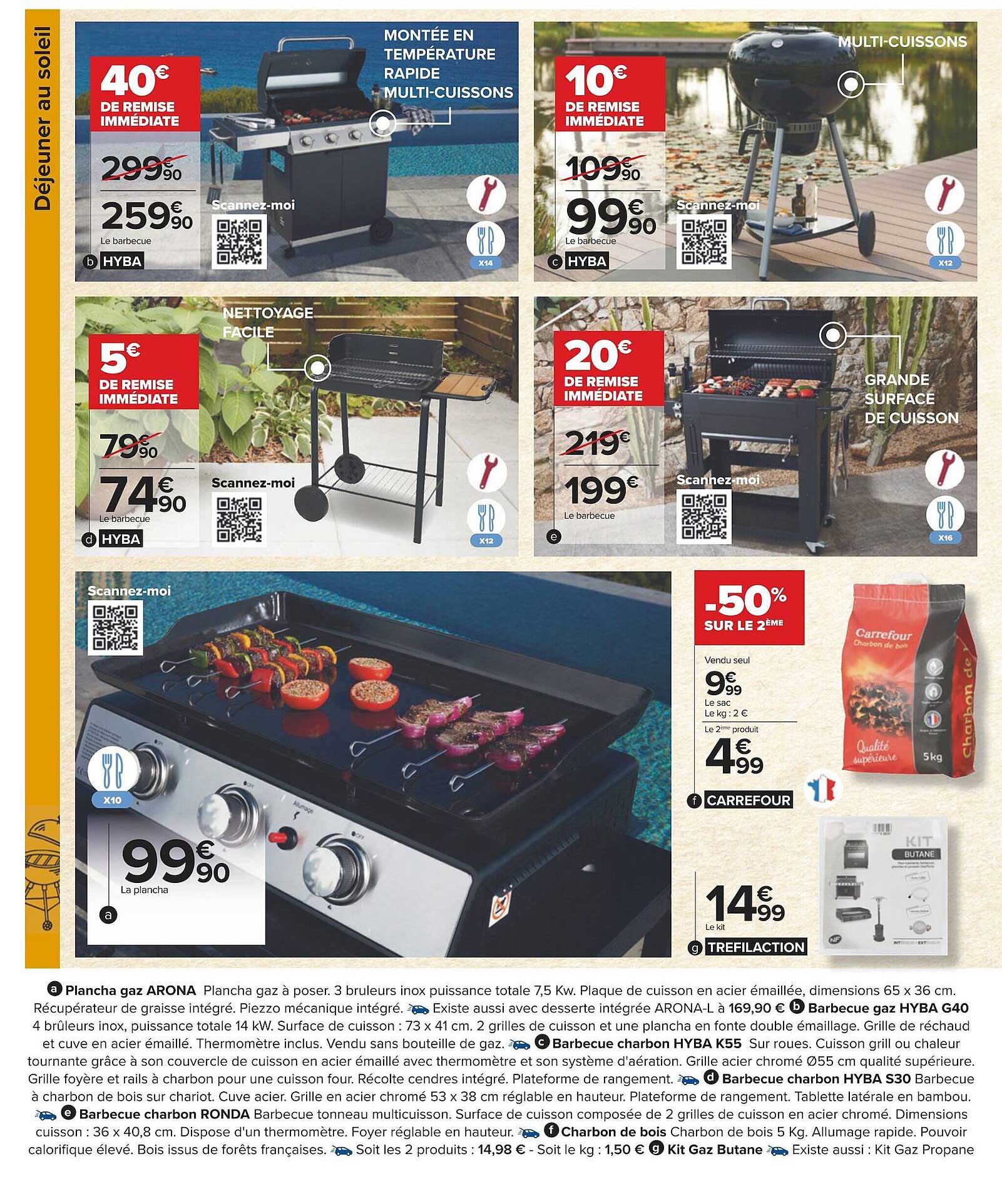 plancha gaz arona, barbecue gaz hypa g40, barbecue charbon hyba k55, barbecue charbon hyba s30, barbecue charbon ronda, charbon de bois, kit gaz butane