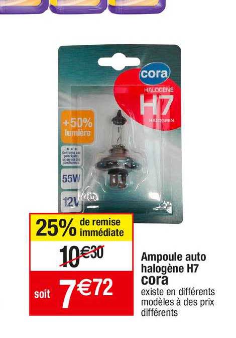 ampoule auto halogène h7 cora