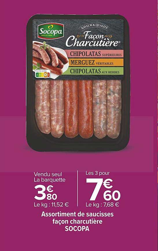 assortiment de saucisses façon charcutière socopa