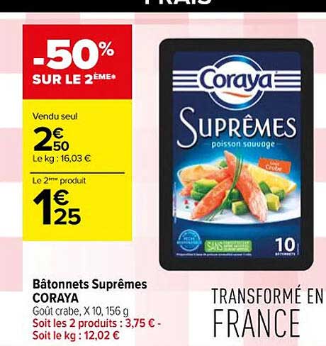 bâtonnets suprêmes coraya