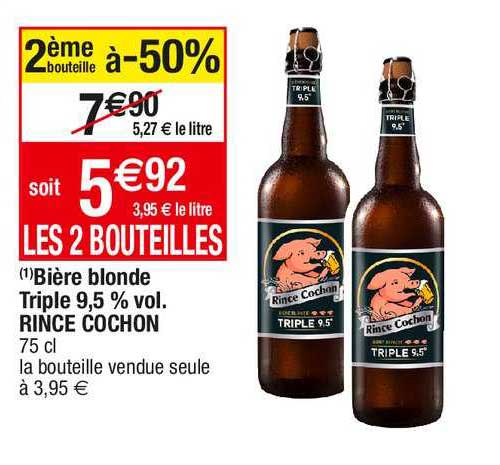 bière blonde triple 9,5% vol. rince cochon