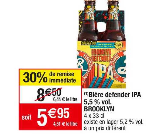 bière defender ipa 5,5% vol. brooklyn