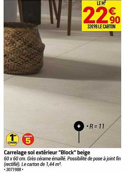 carrelage sol extérieur "block" beige