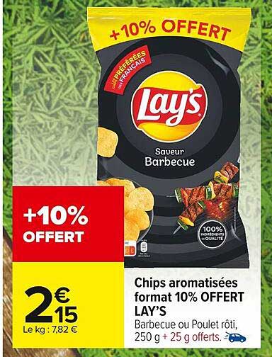 chips aromatisées format 10% offert lay's