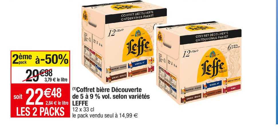 coffret bière découverte de 5 à 9% vol. selon variétés leffe