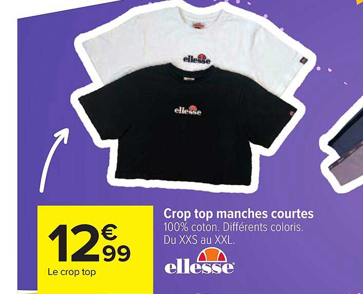 crop top manches courtes ellesse