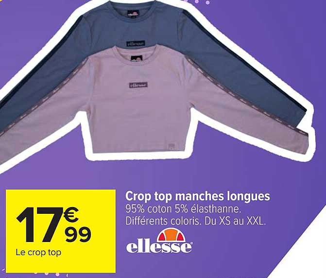 crop top manches longues ellesse
