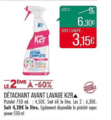 détachant avant lavage k2r