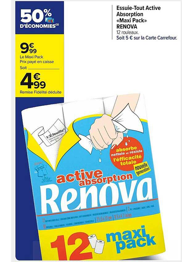 essuie-tout active absorption «maxi pack» renova