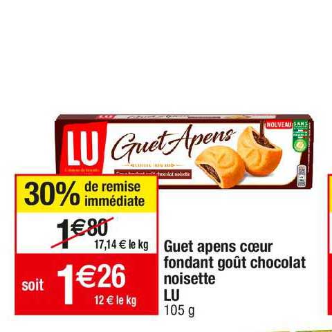 guet apens cœur fondant goût chocolat noisette lu
