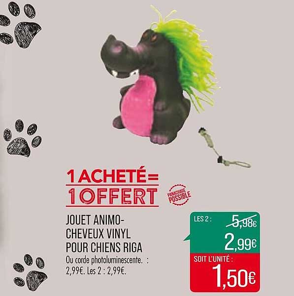 jouet animo-cheveux vinyl pour chiens riga