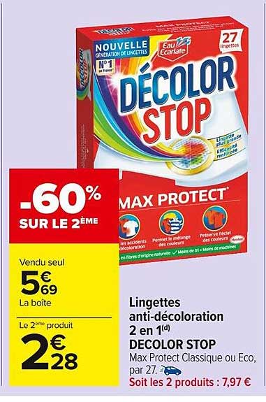 Lingettes Anti-décoloration 2 En 1 Décolor Stop