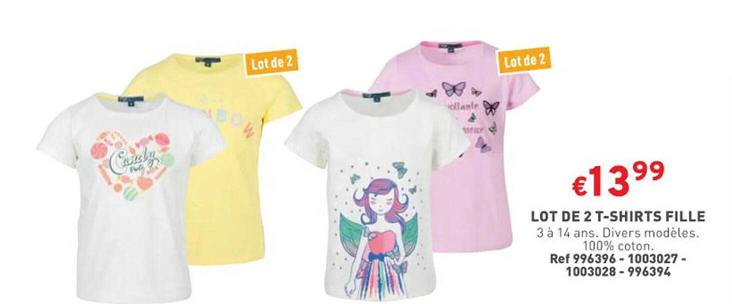 lot de 2 t-shirts fille