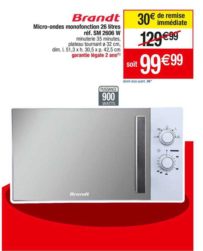 micro-ondes monofonction 26 litres brandt