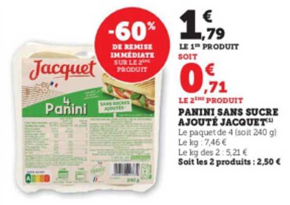 panini sans sucre ajouté jacquet