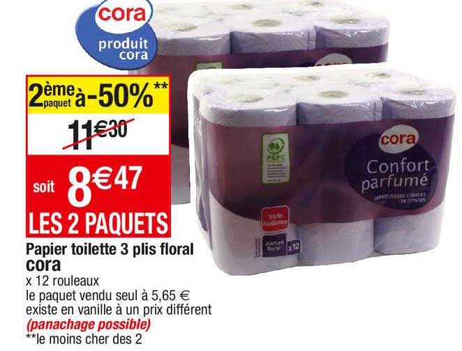 papier toilette 3 plis floral cora