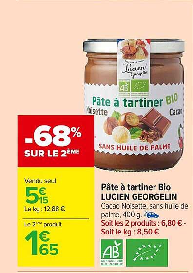pâte à tartiner bio lucien georgelin