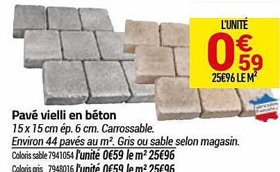 pavé vieilli en béton