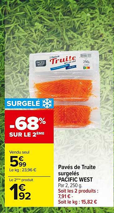 pavés de truite surgelés pacific west