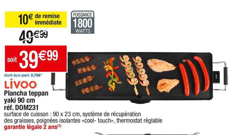 plancha teppan yaki 90 cm livoo