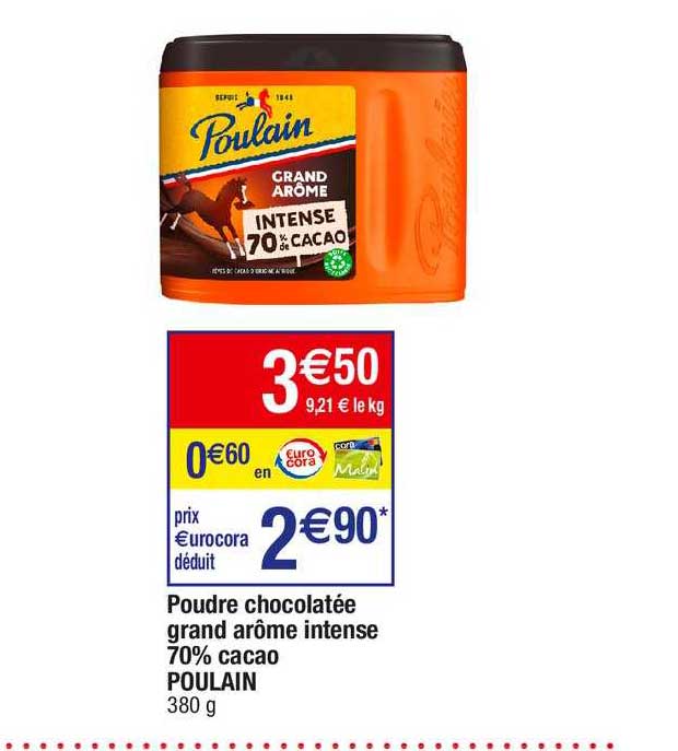 Poudre Chocolatée Grand Arôme Intense 70% Cacao Poulain