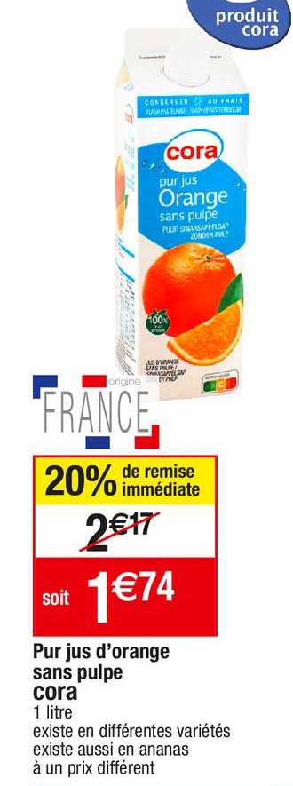 Pur Jus D'orange Sans Pulpe Cora