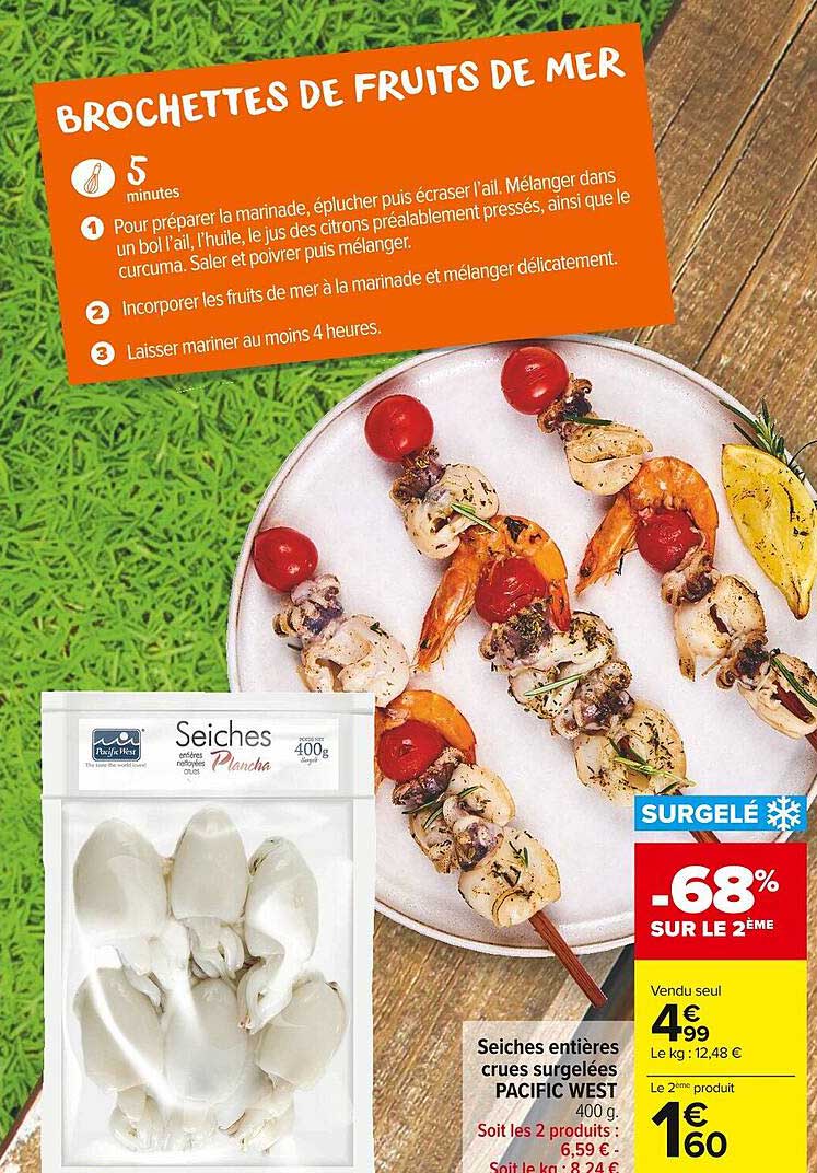 seiches entières crues surgelées pacific west