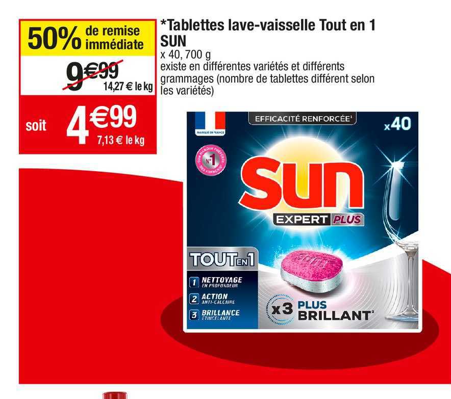tablettes lave-vaisselle tout en 1 sun