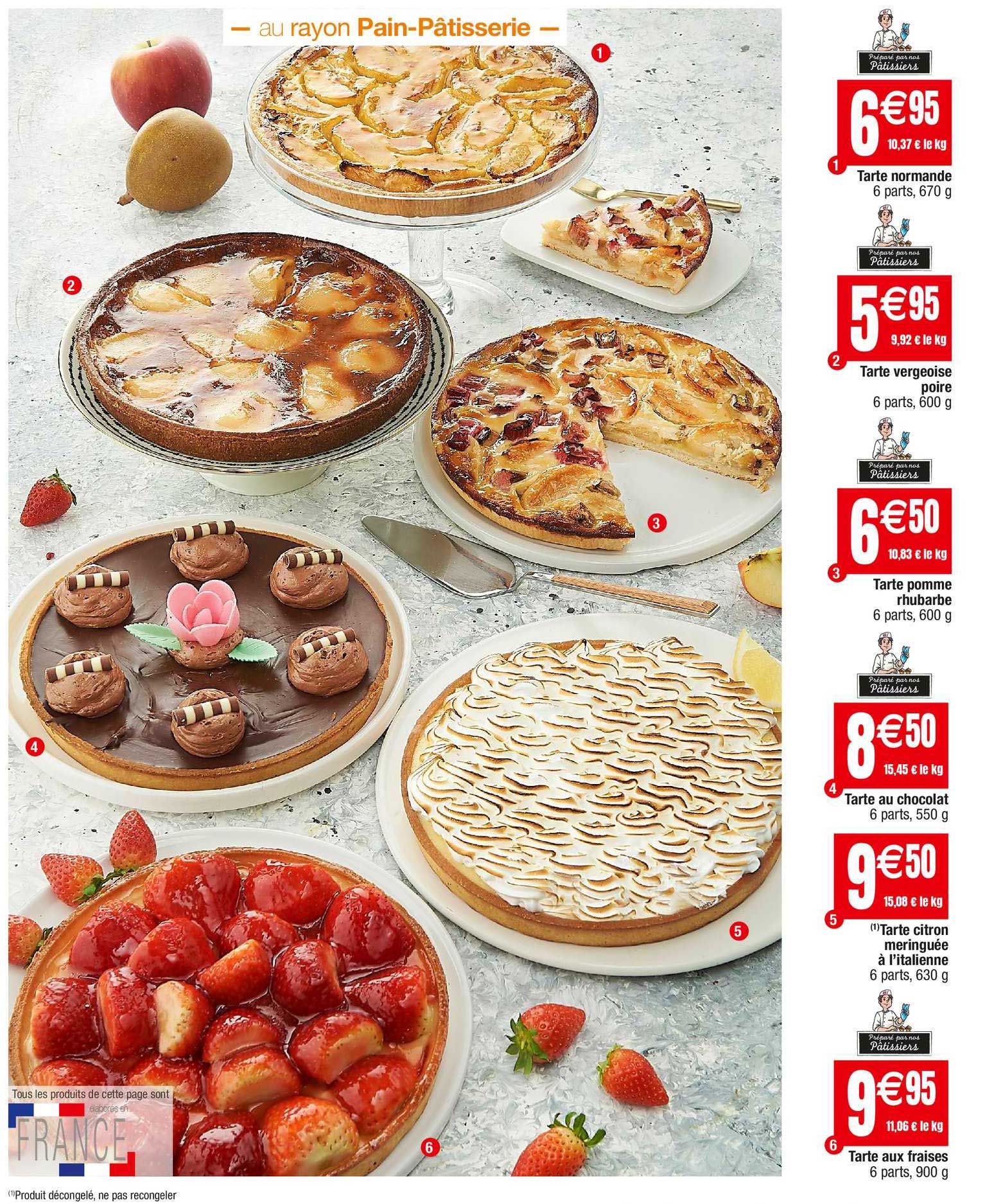 tarte normande, tarte vergeoise poire, tarte pomme rhubarbe, tarte au chocolat, tarte citron meringué à l'italienne, tarte aux fraise